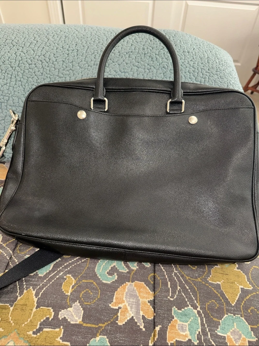 Coach Black Leather Laptop Brief Bag with Shoulder Strap